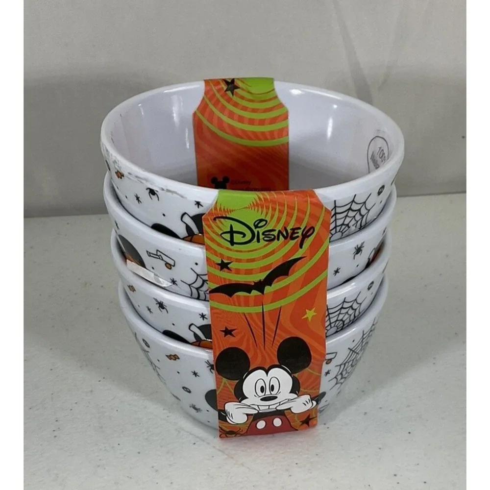 Disney Halloween Mickey Spider Webs Set of 4 Tidbit Snack Melamine Bowls